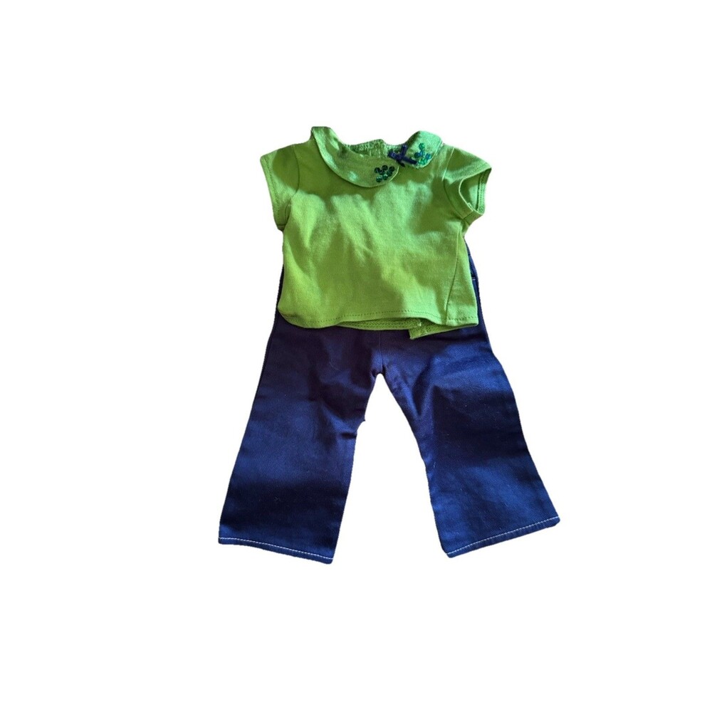 2014 American Girl School Days Outfit AG 18” Doll Clothes Green Top Pants - Picture 2 of 4